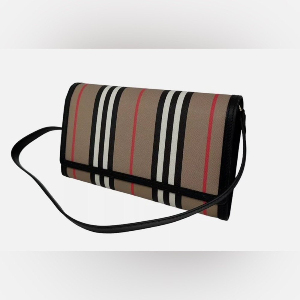 Burberry Hannah Icon Stripe Wallet Crossbody Bag.